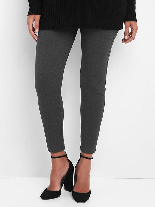 1 of 8 showing, with the color charcoal heather of product Maternity Full Panel Ponte Leggings