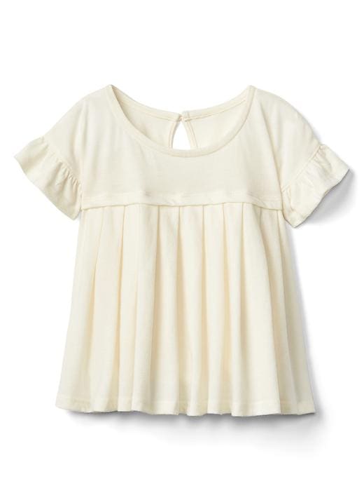 View large product image 1 of 3. Pleat ruffle keyhole top