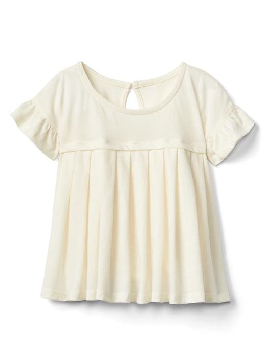View large product image 1 of 3. Pleat ruffle keyhole top