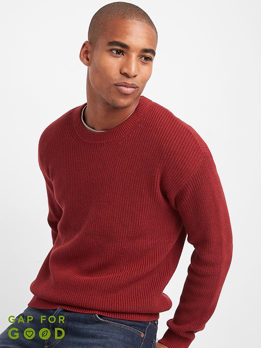 Shaker stitch crewneck sweater