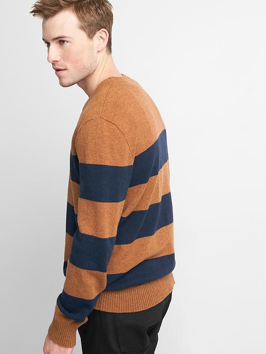 2 of 8 showing, with the color henna of product Rugby Stripe Crewneck Sweater in Wool Blend