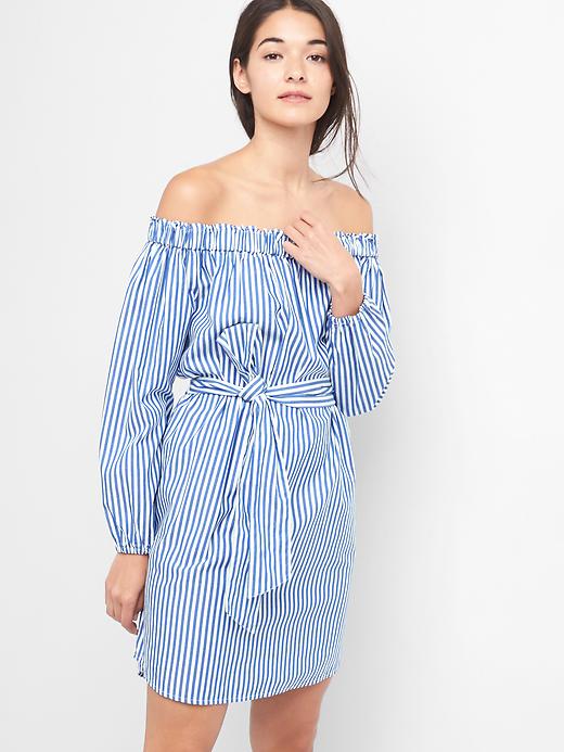 Stripe off-shoulder dress | Gap