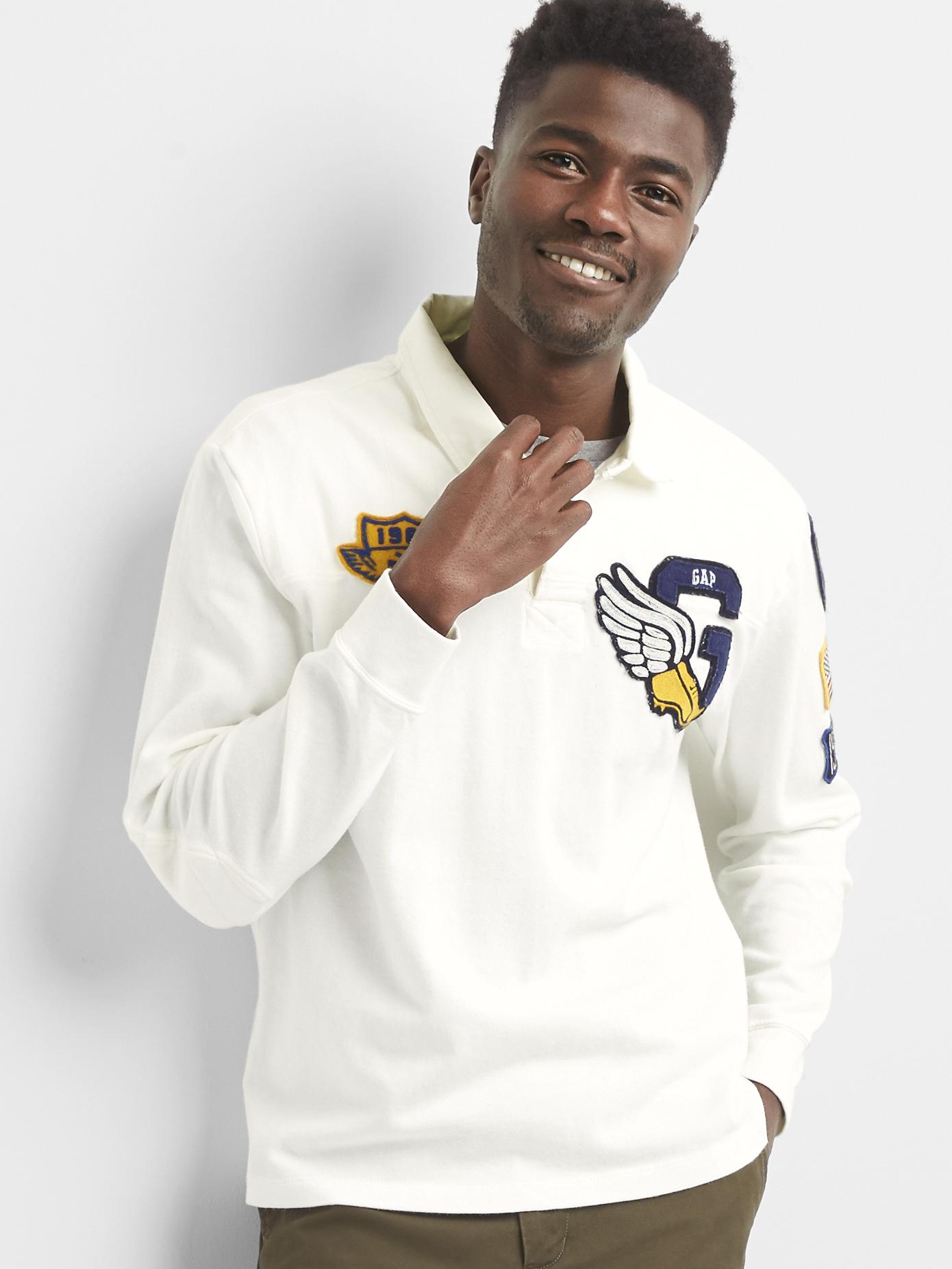 Embroidered patch rugby shirt Gap