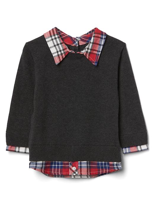 View large product image 1 of 3. Plaid 2-in-1 sweater