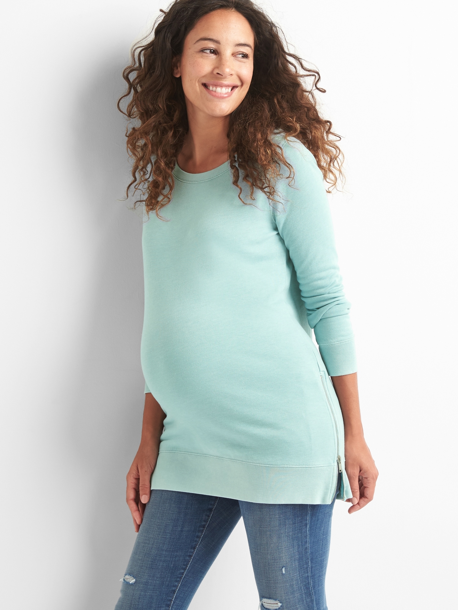 Maternity zipside sweatshirt tunic Gap