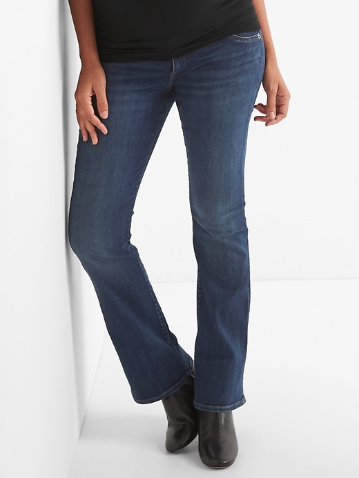 1 of 8 showing, with the color dark indigo of product Maternity Inset Panel Perfect Boot Jeans