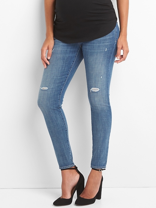 Maternity Full Panel Distressed True Skinny Jeans Maternity Full Panel Distressed True Skinny Jeans