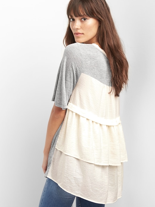 1 of 8 showing, with the color heather grey of product Tiered-back tee