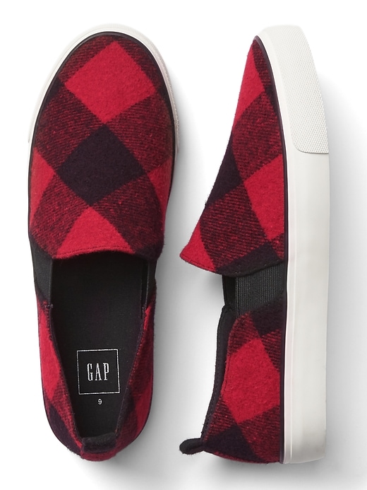 View large product image 2 of 2. Buffalo check slip-on sneakers
