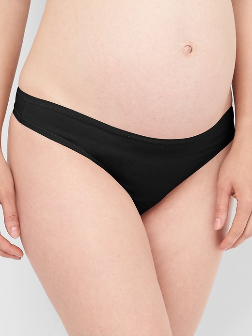 1 of 8 showing, with the color black of product Maternity Stretch Cotton Thong