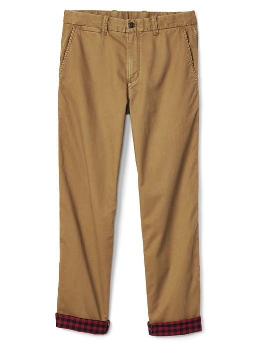 Image number 2 showing, Flannel-Lined Khakis in Straight Fit with GapFlex