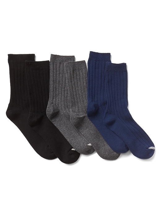 View large product image 1 of 1. Ribbed dress crew socks (3-pack)