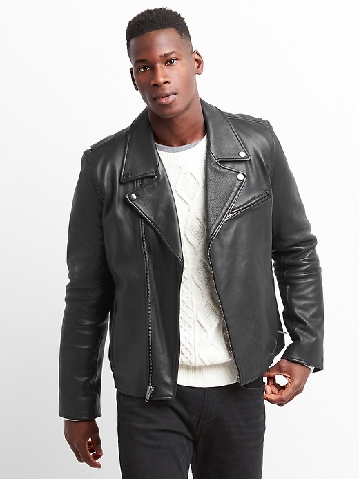 Image number 1 showing, Leather Biker Jacket
