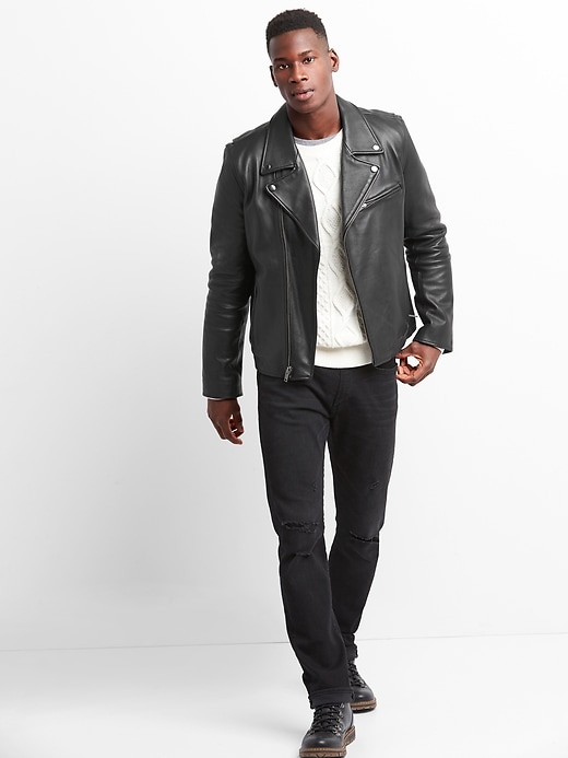 Image number 3 showing, Leather Biker Jacket