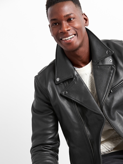 Image number 5 showing, Leather Biker Jacket