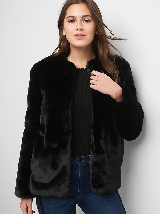 View large product image 1 of 1. Oversize faux-fur jacket