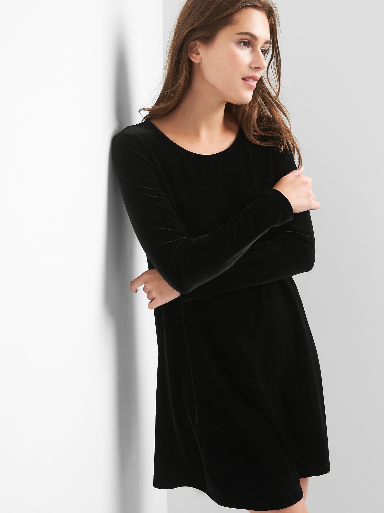 Gap velvet swing dress deals