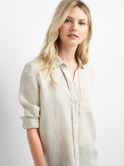View large product image 1 of 1. Linen oversize boyfriend shirt