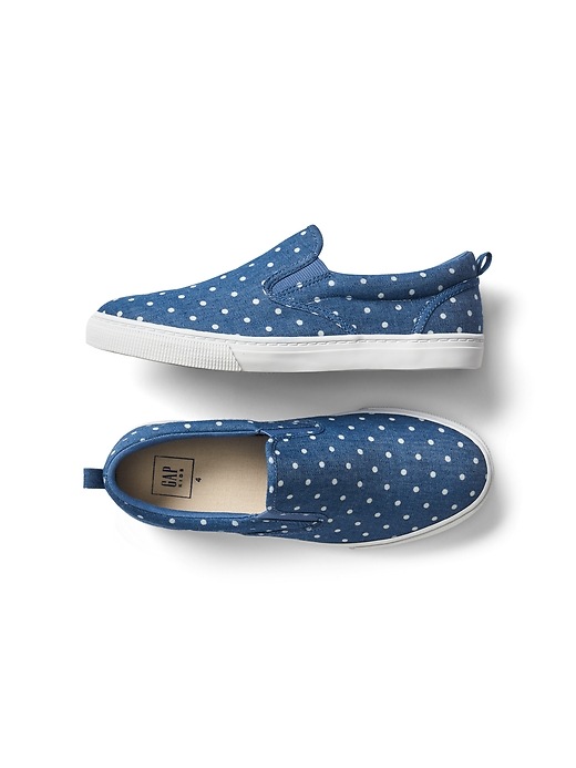 1 of 8 showing, with the color CHAMBRAY DOT of product Dotty chambray slip-on sneakers
