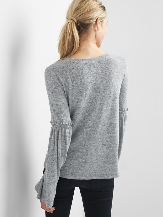 2 of 8 showing, with the color light grey marle of product Softspun bell-sleeve top