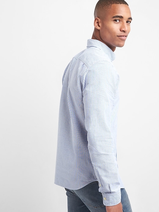 2 of 8 showing, with the color blue allure of product Oxford bengal stripe slim fit shirt