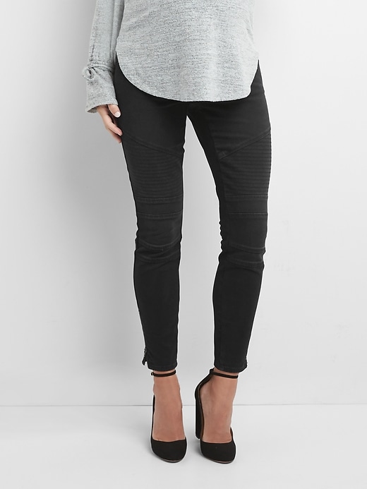 Maternity Inset Panel Moto True Skinny Ankle Jeans Maternity Inset Panel Moto True Skinny Ankle Jeans