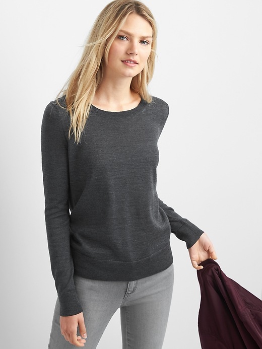Image number 9 showing, Crewneck Pullover Sweater in Merino Wool