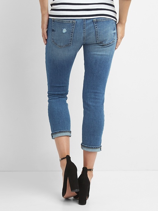 Image number 2 showing, Maternity demi panel distressed best girlfriend jeans