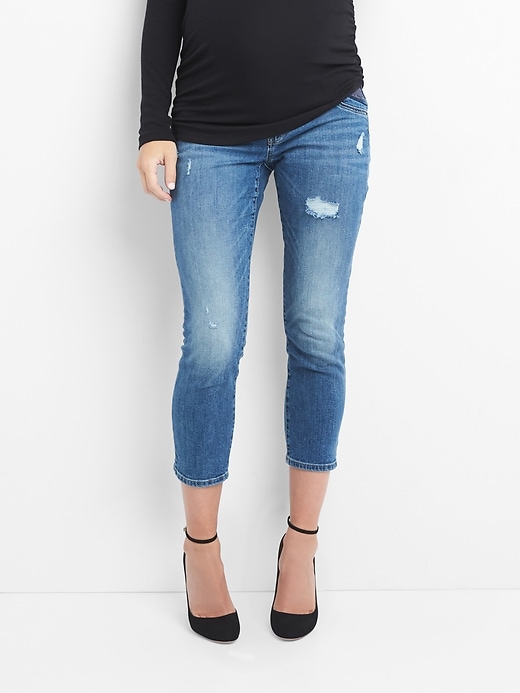 Maternity Inset Panel Distressed Best Girlfriend Jeans Maternity Inset Panel Distressed Best Girlfriend Jeans