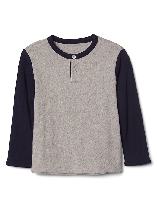 View large product image 1 of 1. Double-knit colorblock slub henley