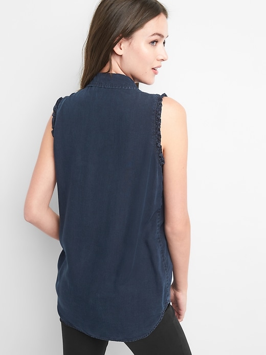 Image number 2 showing, Denim sleeveless pop-over tunic