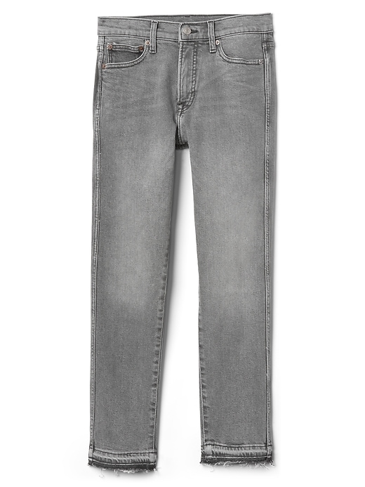 Image number 6 showing, High Rise Slim Straight Jeans with Distressed Detail