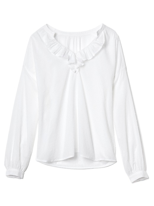 Swiss dot ruffle V-neck shirt | Gap