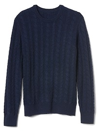 Wool cable knit crewneck sweater Gap