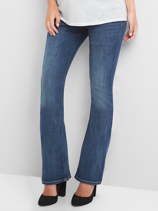 Image number 1 showing, Maternity demi panel baby boot jeans