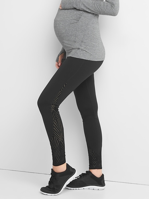 Image number 1 showing, Maternity GapFit Blackout Technology gFast full panel mesh-side leggings