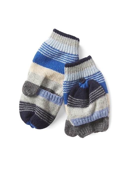 View large product image 1 of 1. Crazy stripe convertible mittens