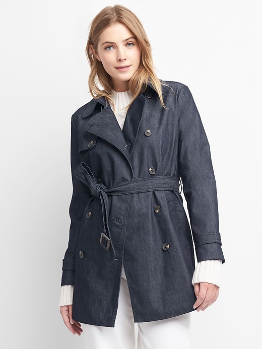 Image number 1 showing, Denim trench coat