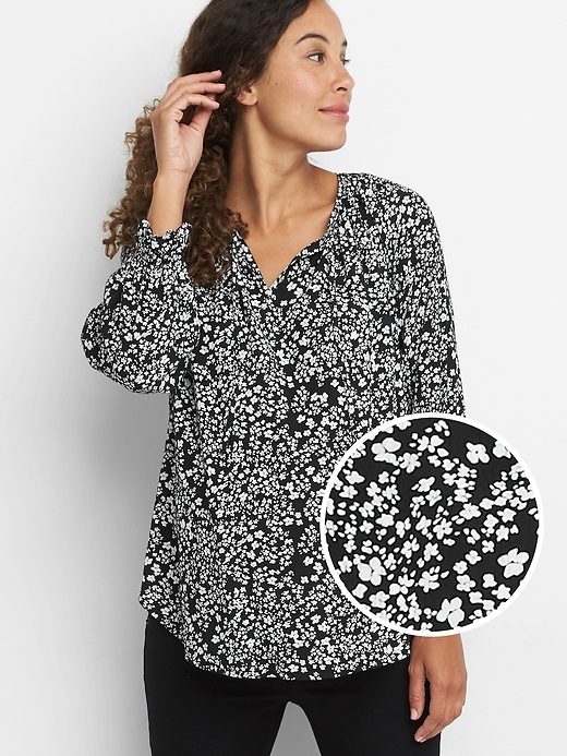 Image number 1 showing, Maternity floral split neck shirt