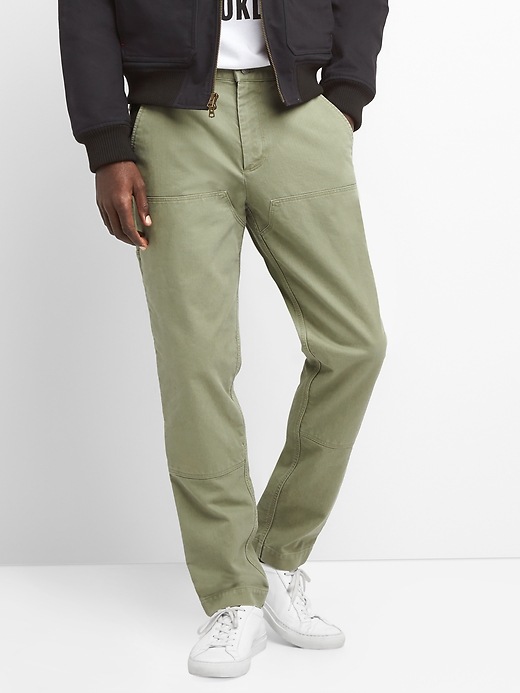 2 of 8 showing, with the color olive of product Gap + GQ Kinfolk carpenter pants