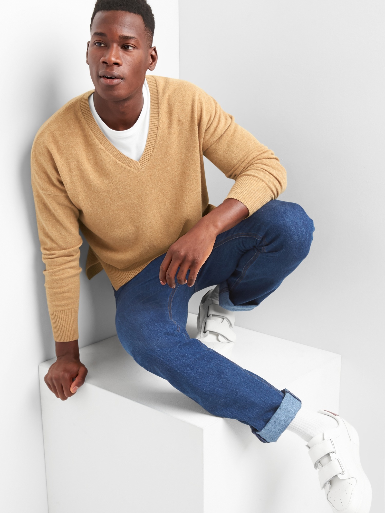 Gap + GQ Ami cashmere oversized Vneck sweater Gap