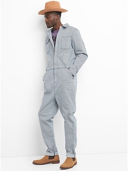 Gap + GQ UA railroad-stripe denim coverall | Gap