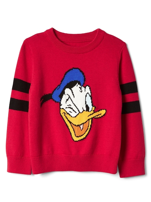 1 of 8 showing, with the color modern  red of product babyGap &#124 Disney Baby Donald Duck crewneck sweater