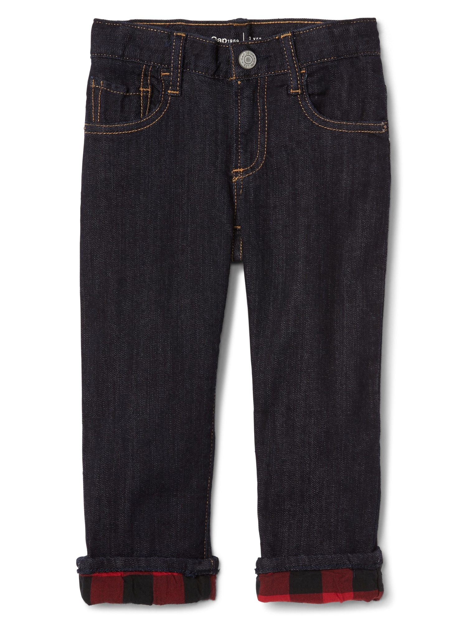 FlannelLined Straight Jeans in Stretch Gap
