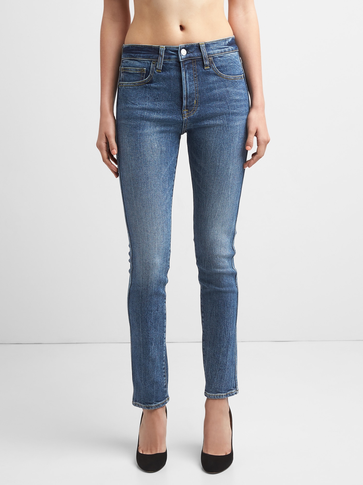 Gap high rise top slim straight jeans