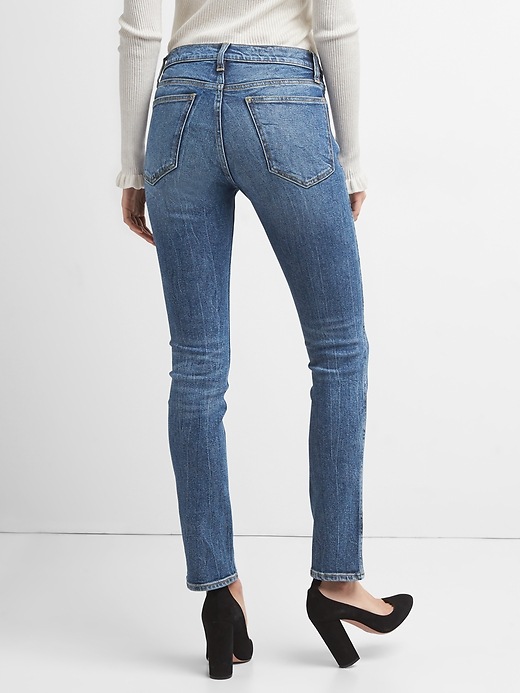 Image number 2 showing, High Rise Slim Straight Jeans