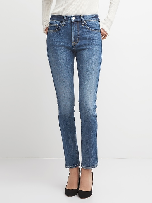 Image number 1 showing, High Rise Slim Straight Jeans