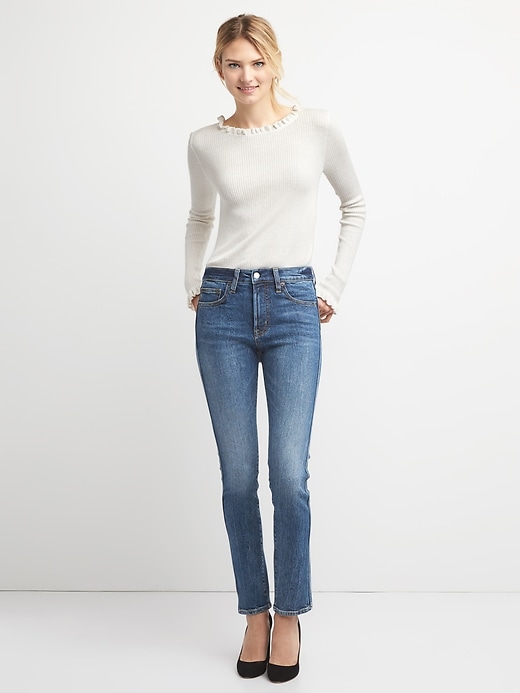 Image number 3 showing, High Rise Slim Straight Jeans