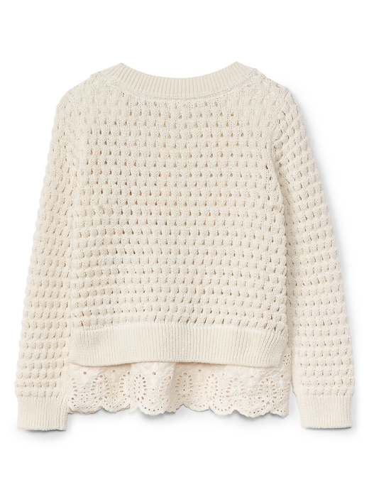 Image number 2 showing, Honeycomb eyelet-trim sweater