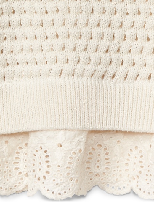 Image number 3 showing, Honeycomb eyelet-trim sweater